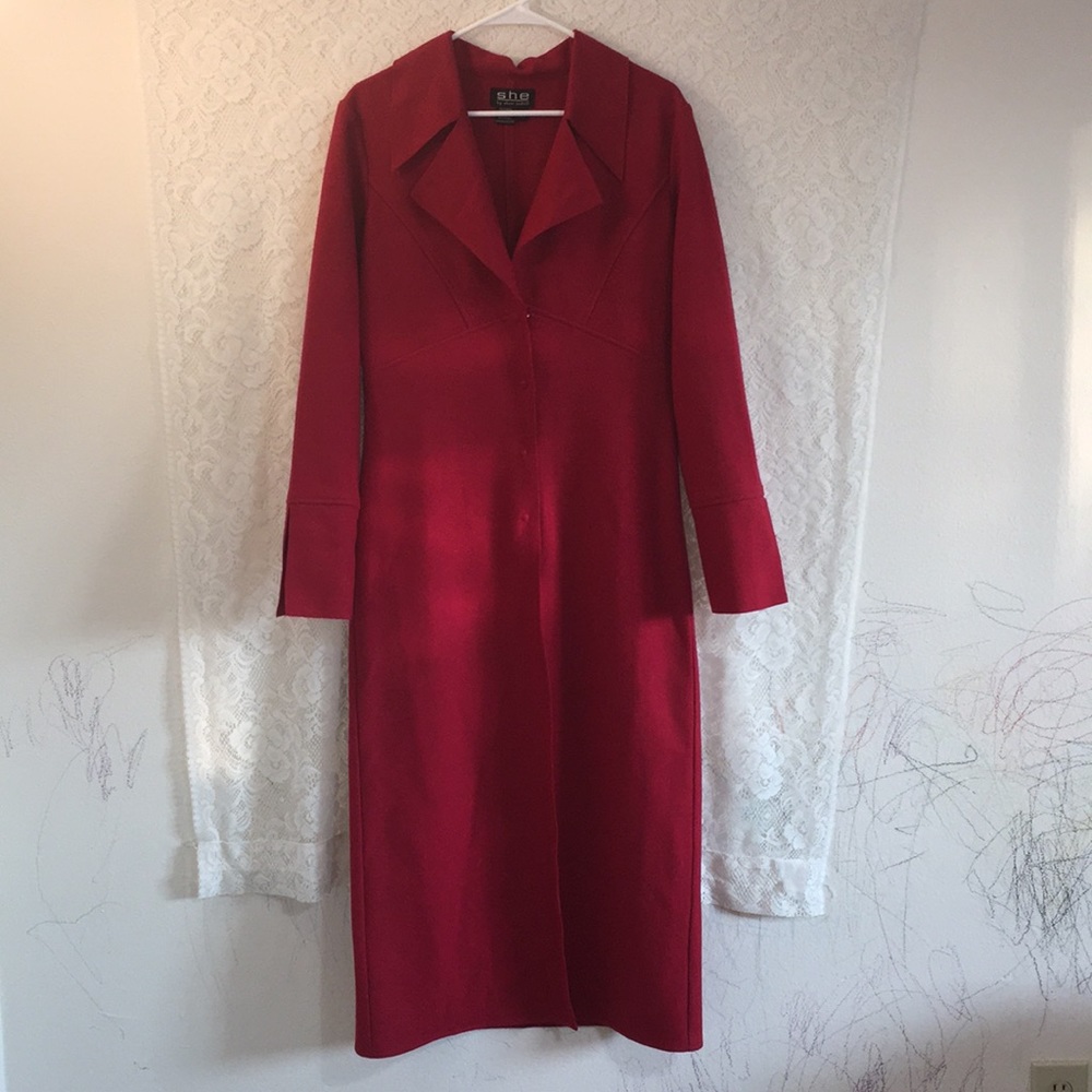 Vintage She Red Wool Pea Coat